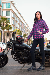 Ladies Pink Plaid Protective Mesh Shirt