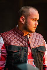 Denim Combo Leather Vest for bikers