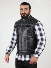 Motorbike Vest Black & white