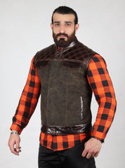 Motorbike Leather-Accented Vest