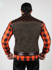 Motorbike Leather-Accented Vest