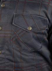 Mesh Shirt Check Dark Blue with Orange lines