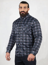 Mesh Shirt Dark Blue Check with Red Boxes