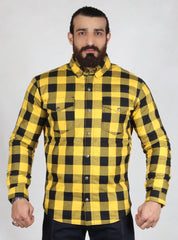 Yellow and Black Flannel- CE AA Rated Fully Kevlar Lined