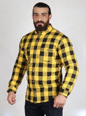 Yellow and Black Flannel- CE AA Rated Fully Kevlar Lined