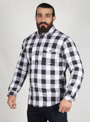 Black and White Flannel- CE AA Rated Fully Kevlar Lined