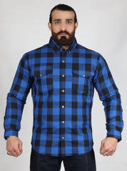 Blue and Black Flannel- CE AA Rated Fully Kevlar Lined