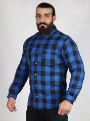 Blue and Black Flannel- CE AA Rated Fully Kevlar Lined