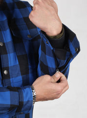 Blue and Black Flannel- CE AA Rated Fully Kevlar Lined