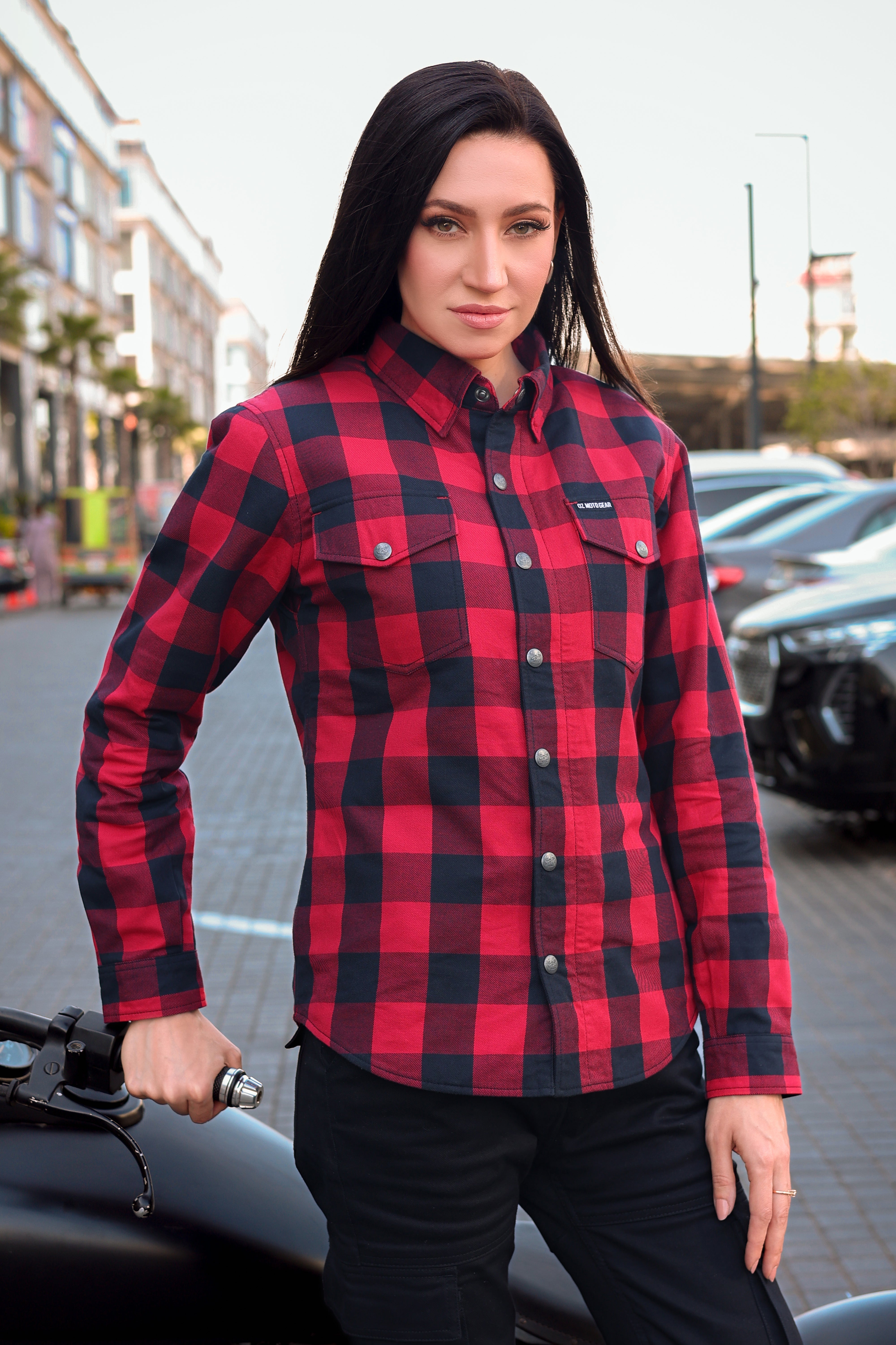 Ladies protective flannel shirt Red and Black