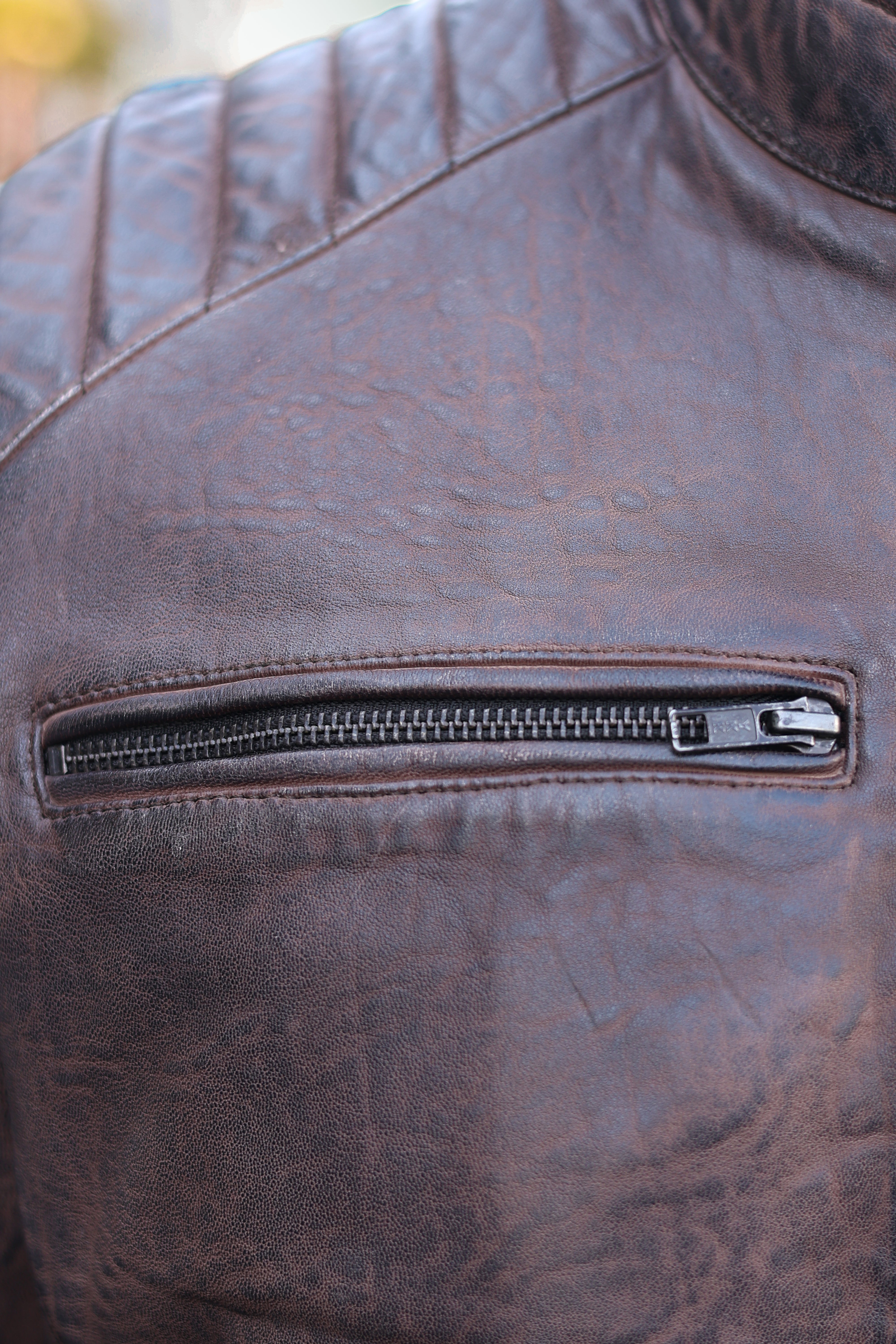 Men’s Vintage Leather Motorcycle Armored Jacket