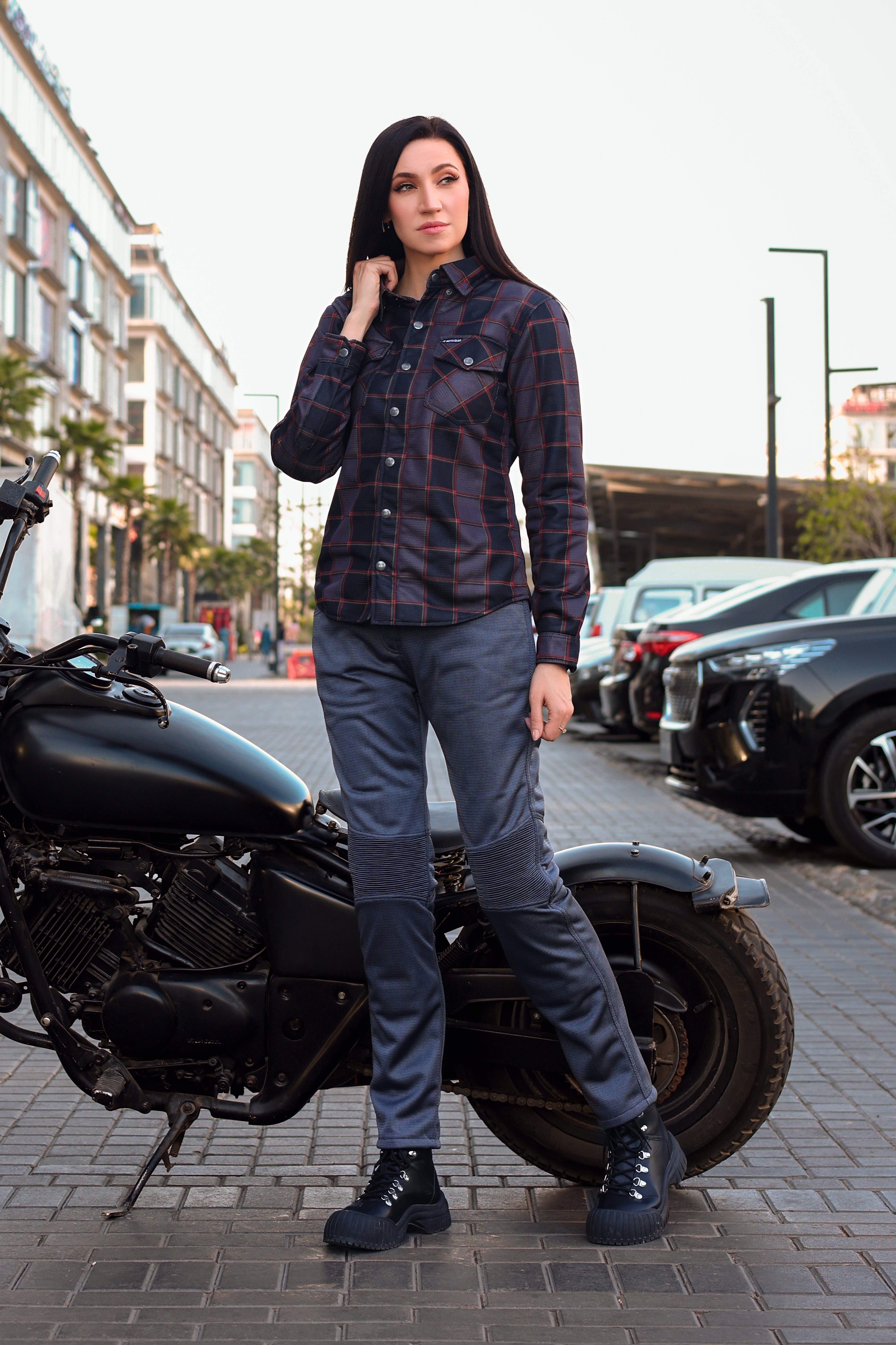 Women's Tartan Plaid Protective Mesh Shirt