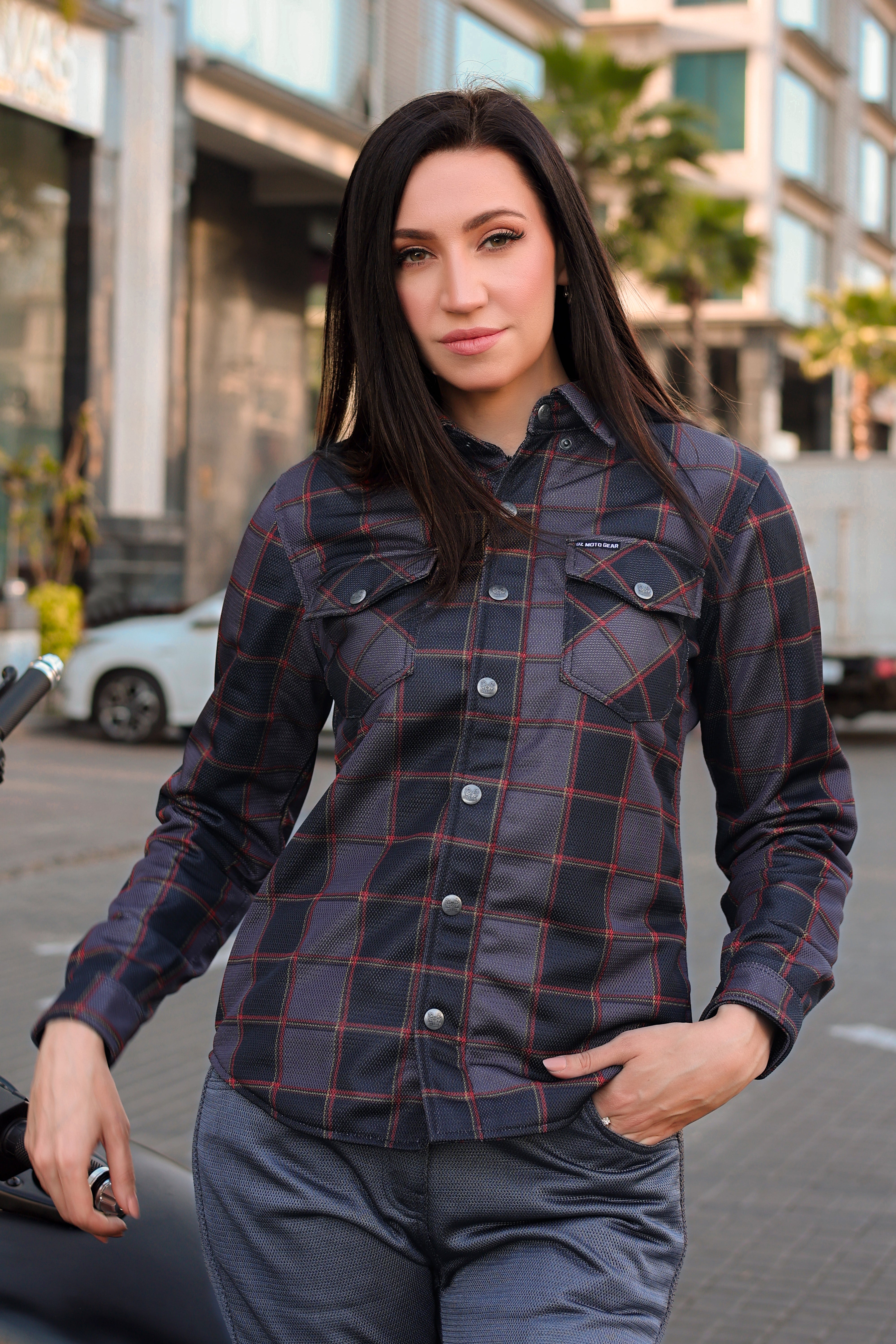 Women's Tartan Plaid Protective Mesh Shirt