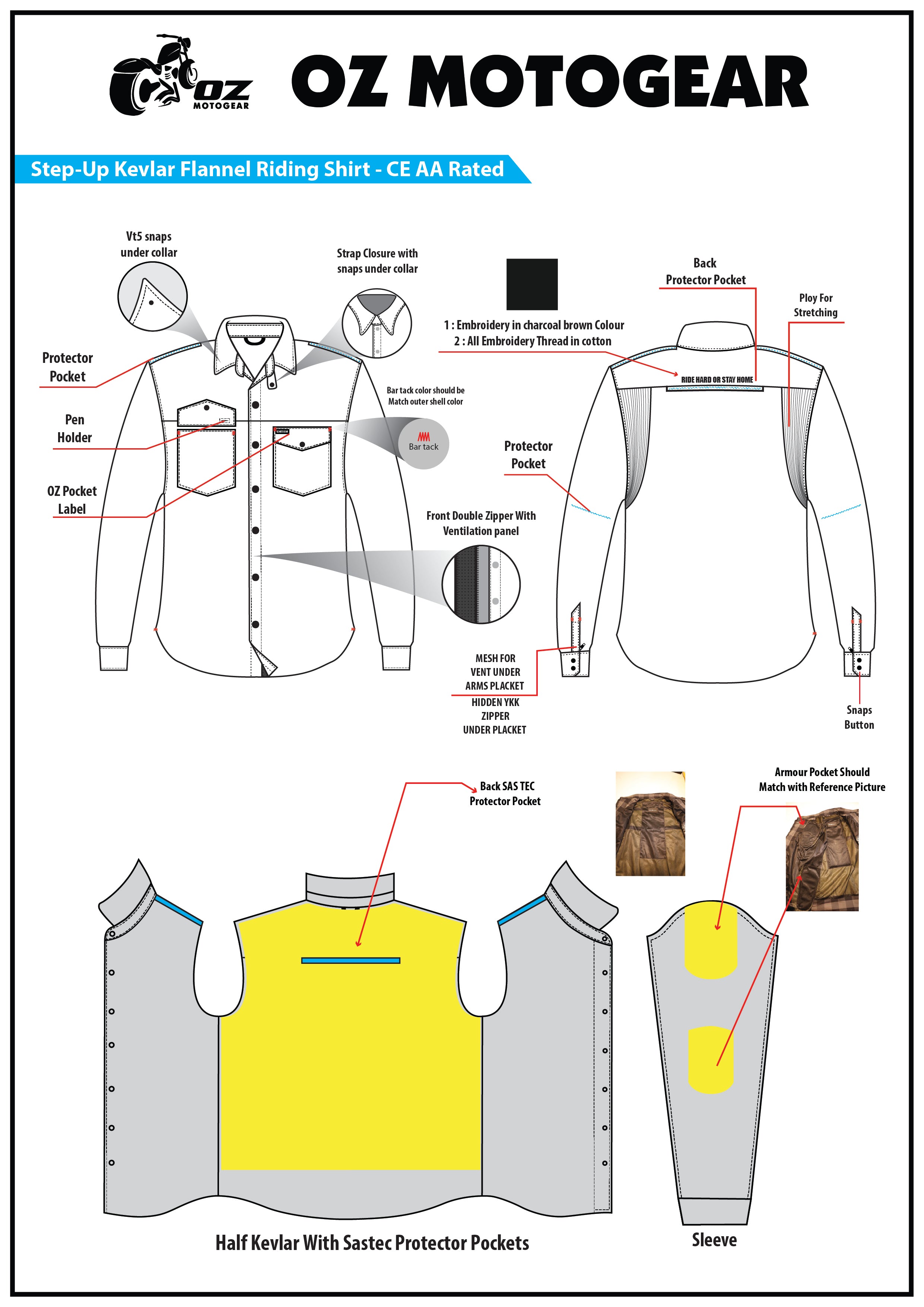 Step-Up Kevlar Flannel Riding Shirt