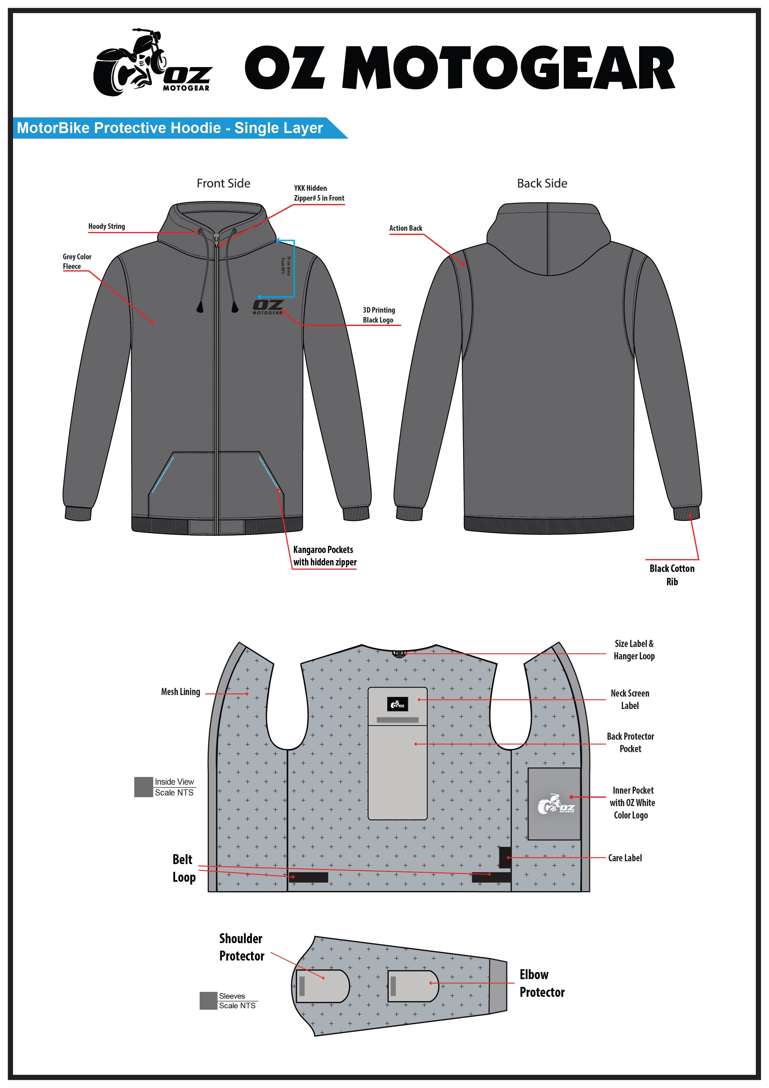 MotorBike Protective Hoodie - Single Layer