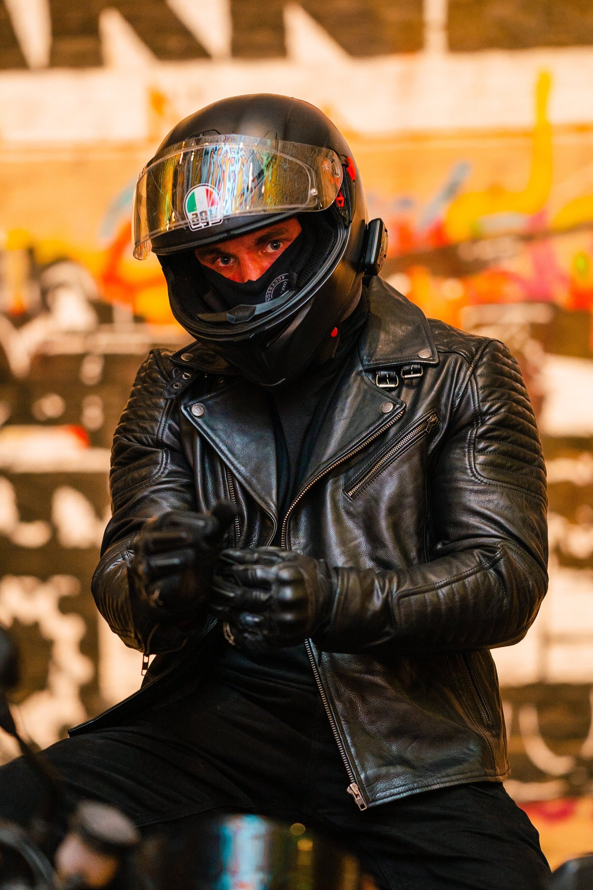 Men's Biker Quilted Leather Jacket