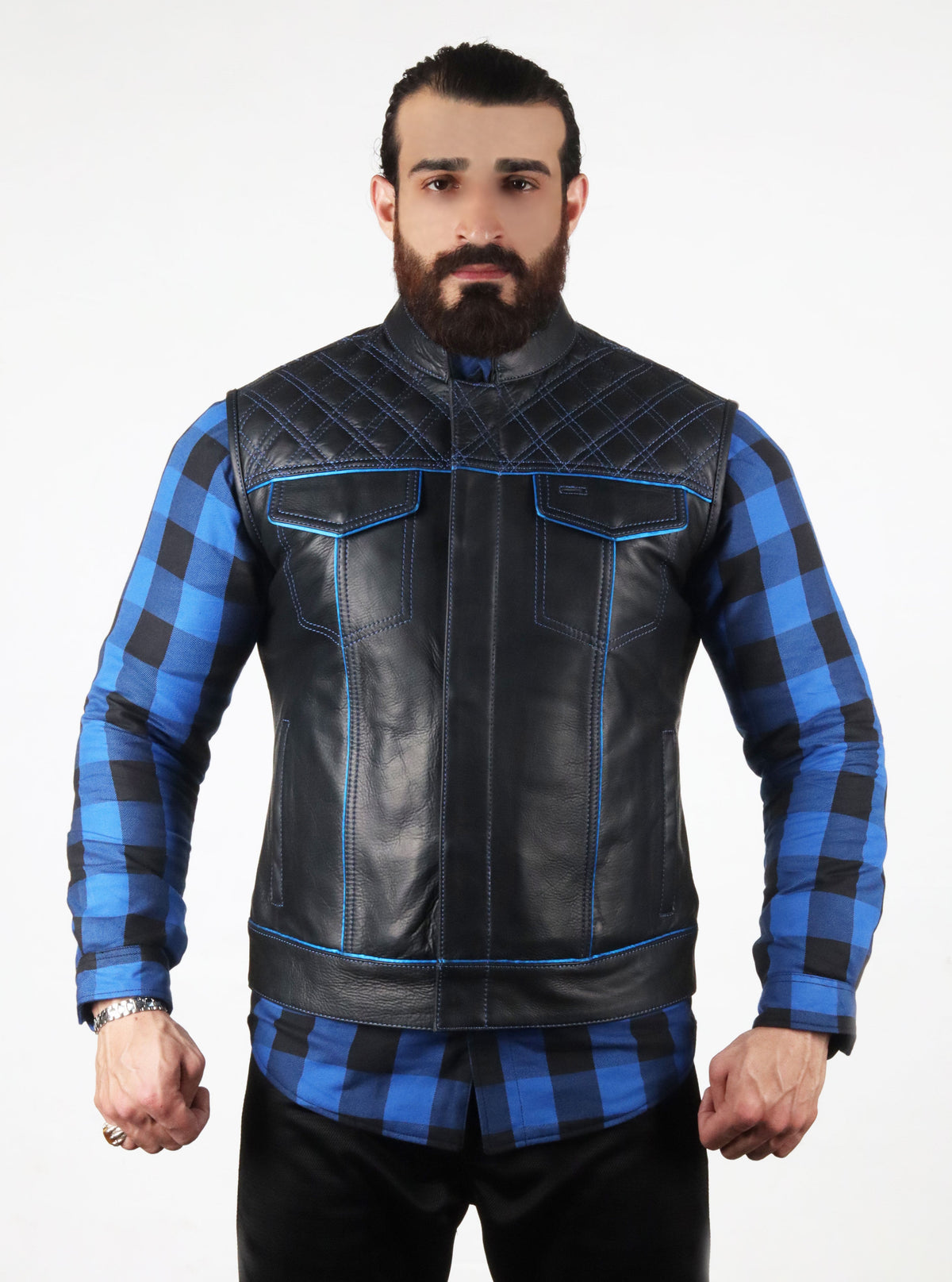 Motorbike Vest Blue & black