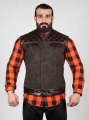 Motorbike Leather-Accented Vest