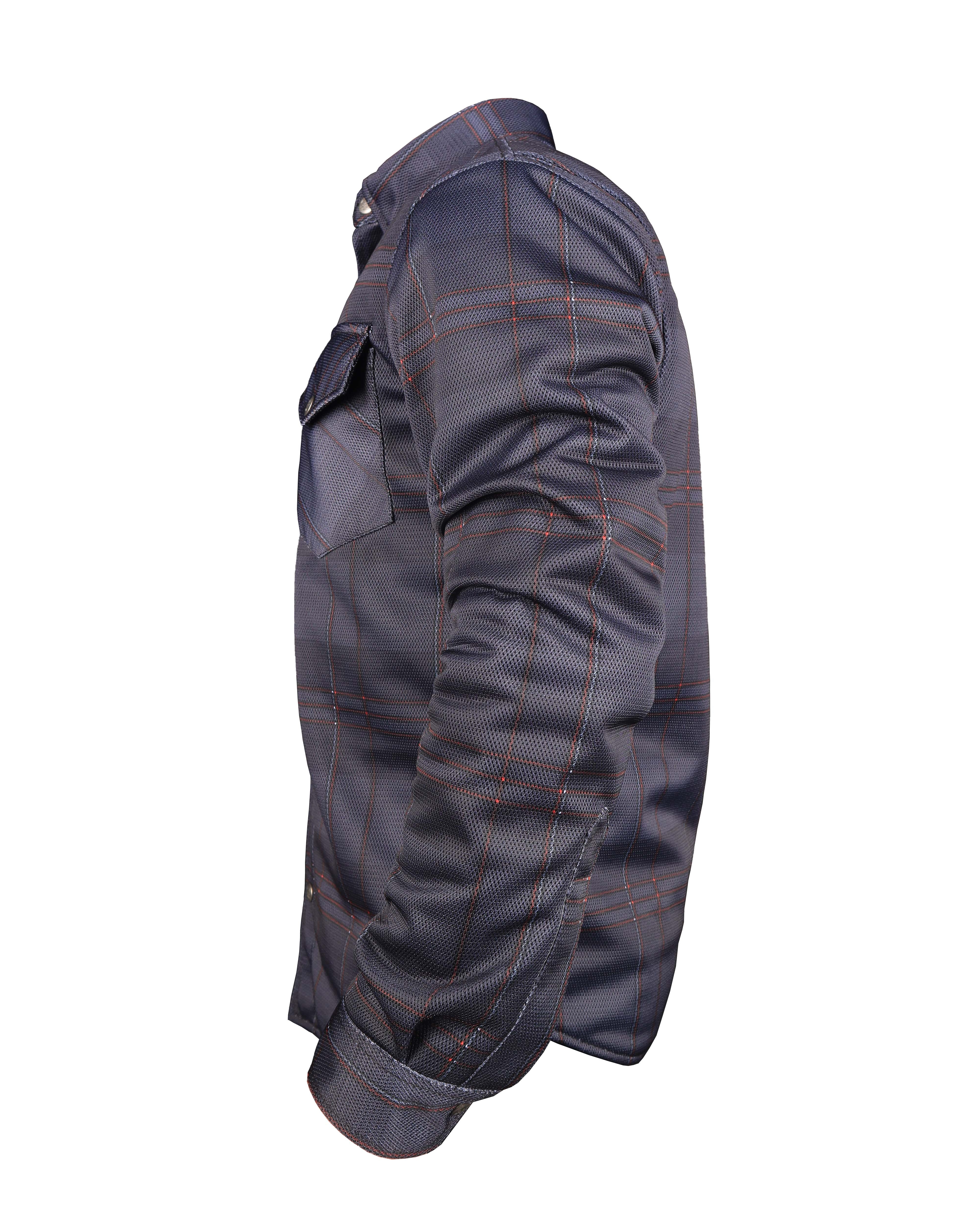 Mesh Shirt Check Dark Blue with Orange lines