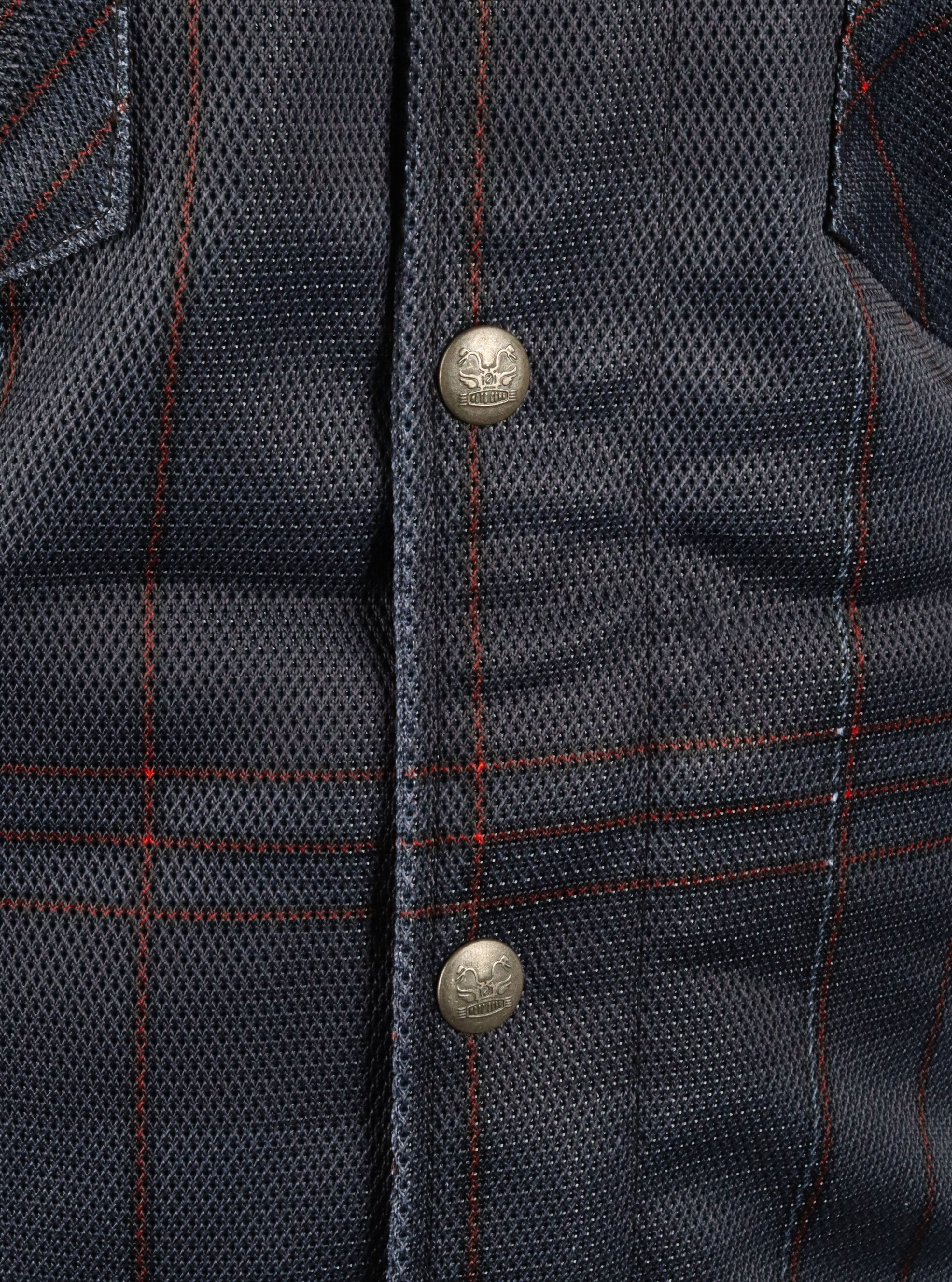 Mesh Shirt Check Dark Blue with Orange lines