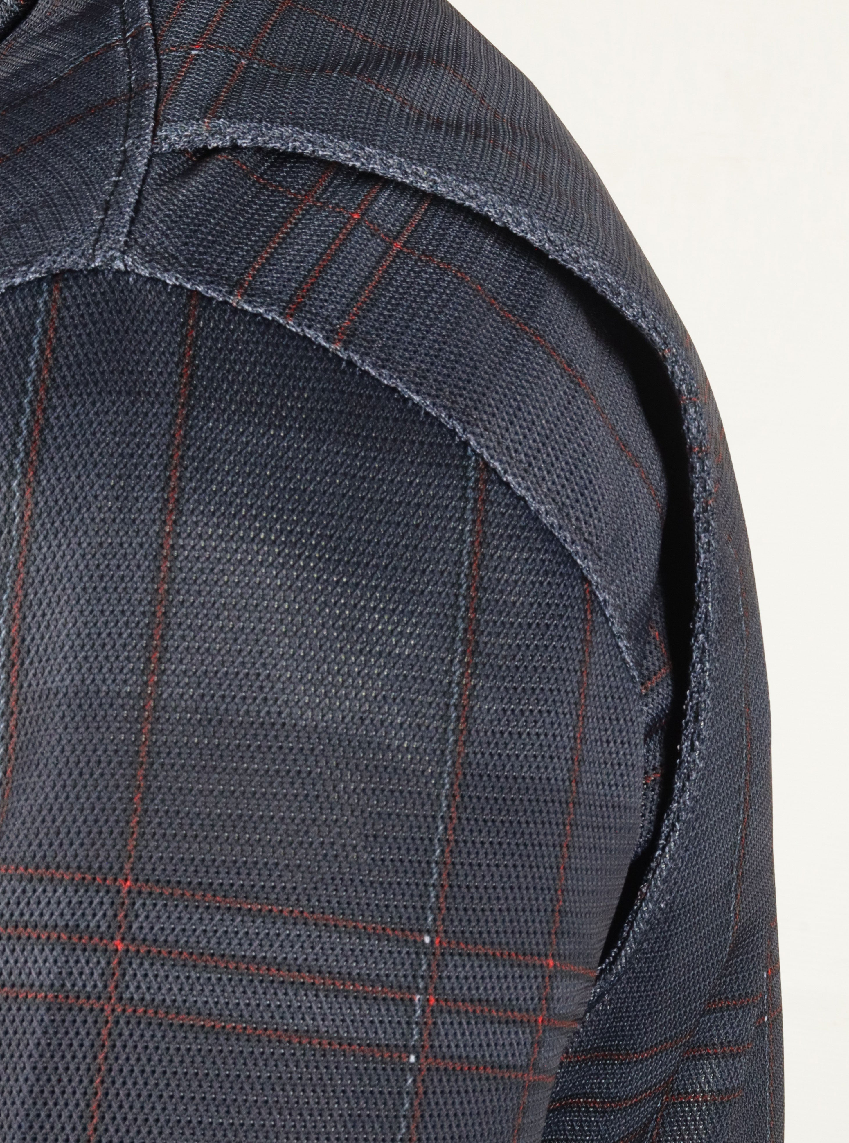 Mesh Shirt Check Dark Blue with Orange lines