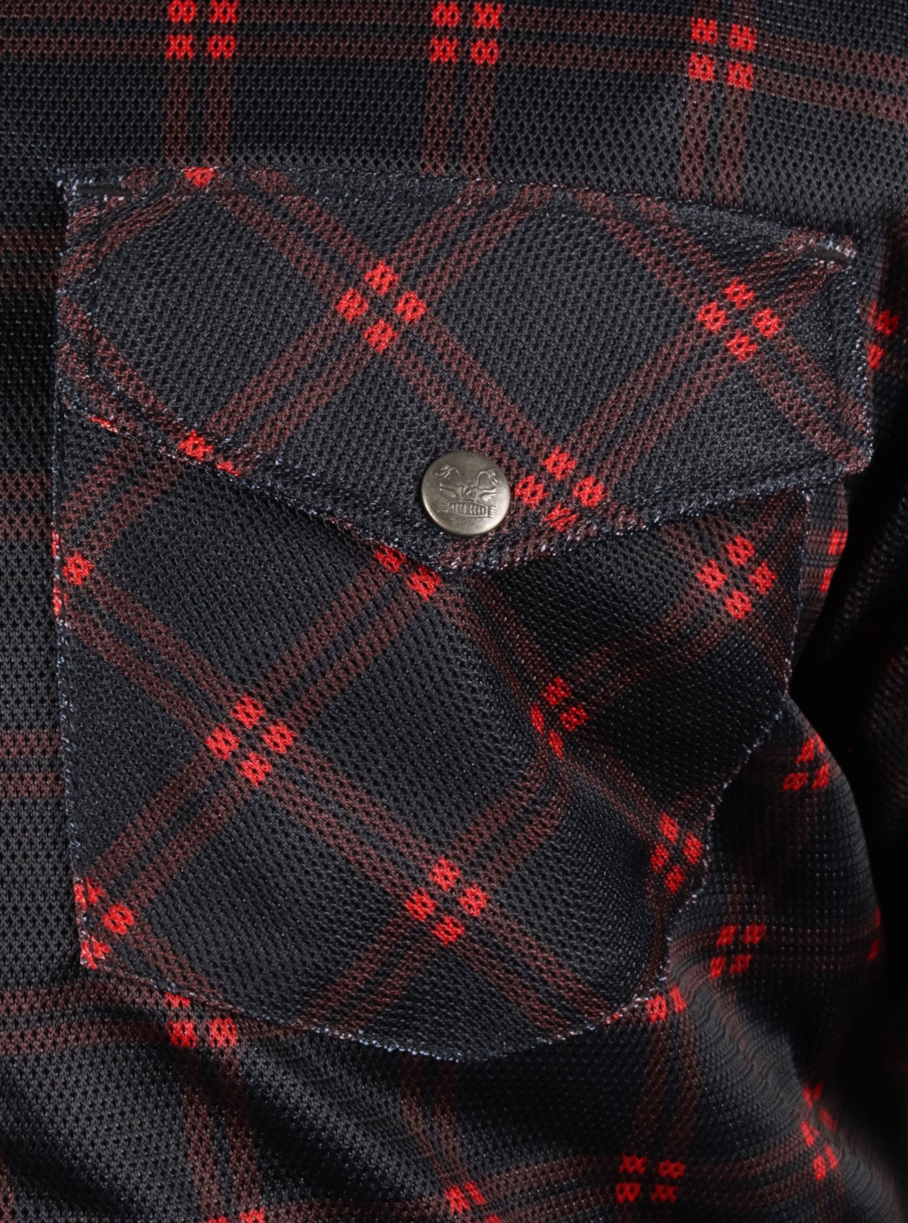 Mesh Shirt Red Lines on Black Check